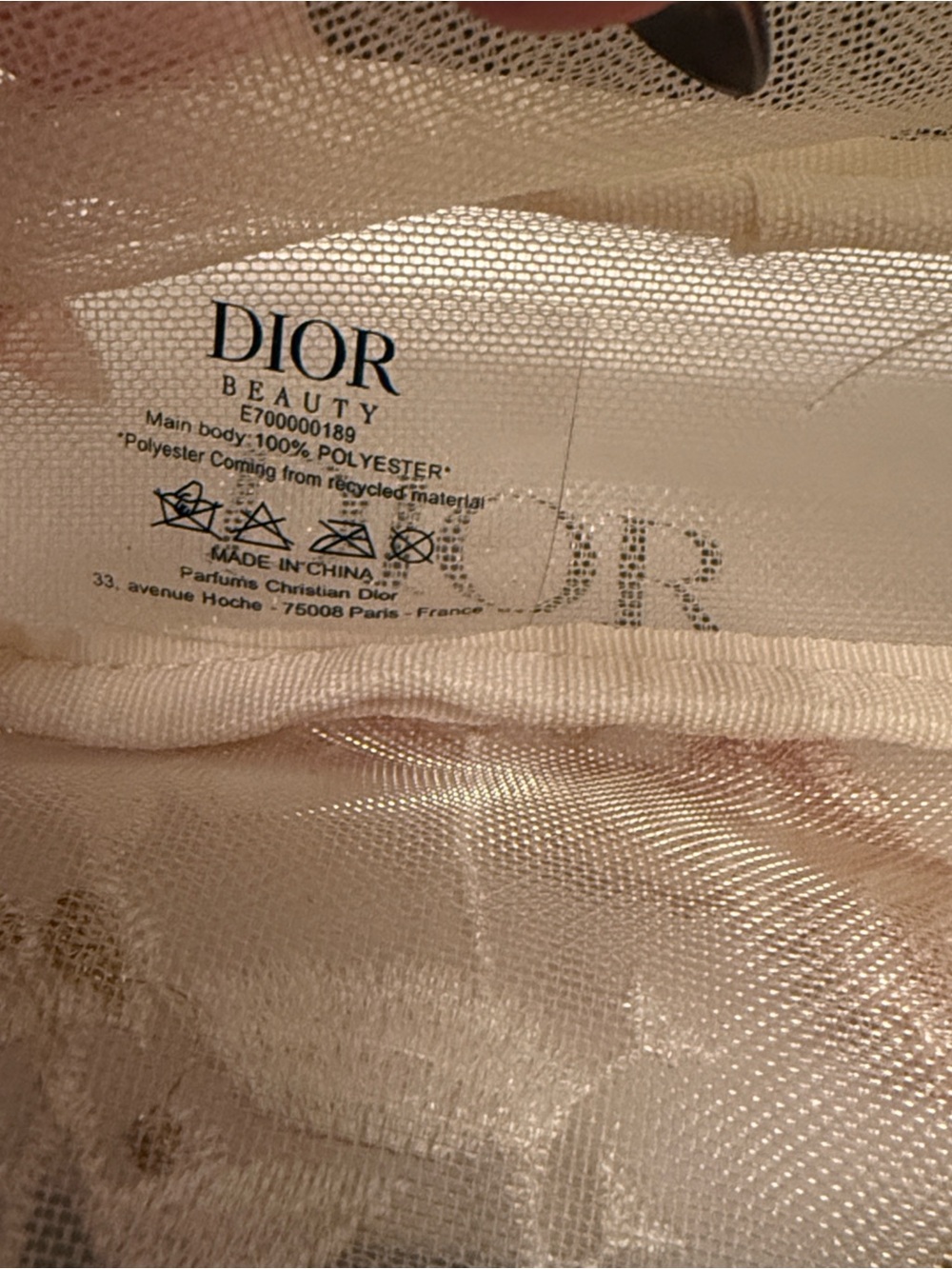 Dior Beige Floral & Butterfly Embroidered Cosmetic Pouch with Gold Logo - Picture 7 of 7
